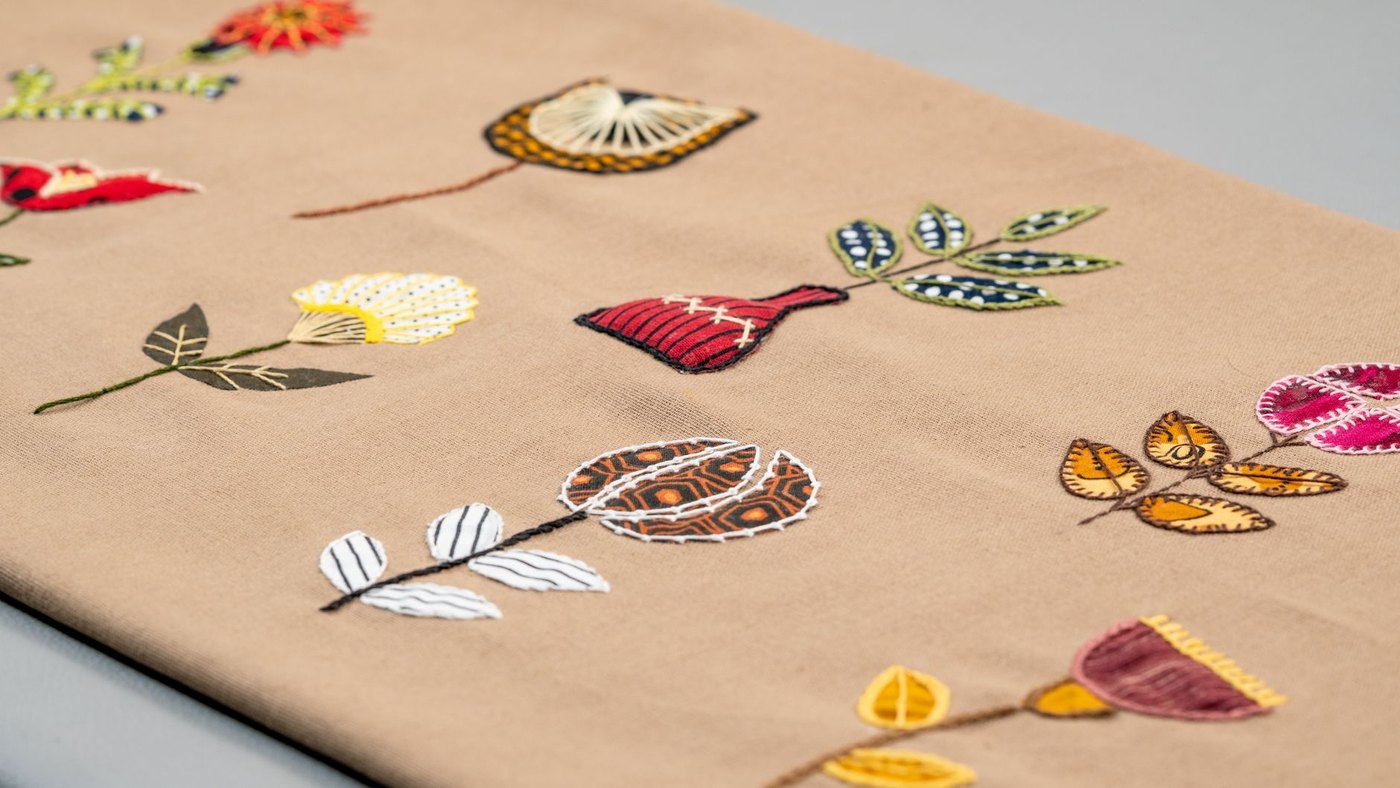 Studio lighting setup with styled textile and colour reference cards